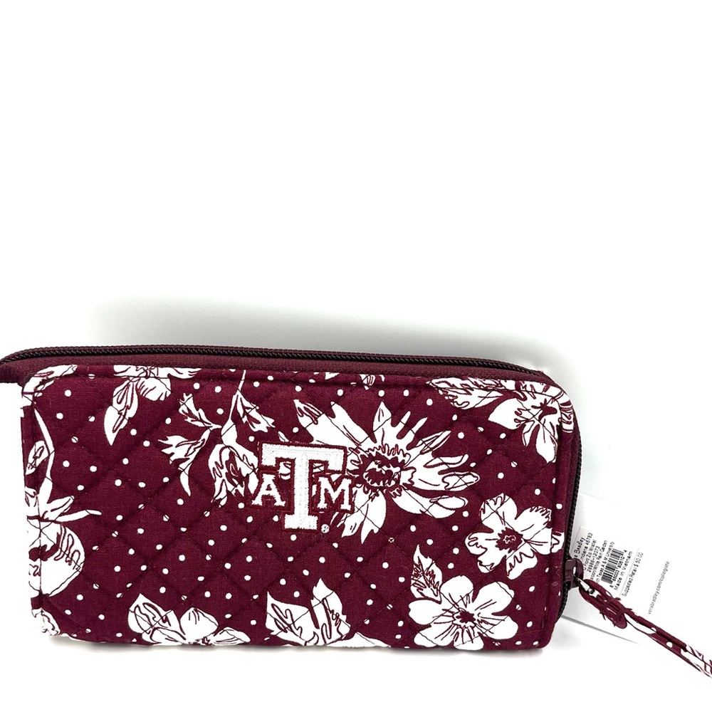 Vera Bradley Burgundy/White  Floral ATM Small Wallet Wristlet